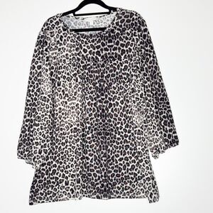 New Suzanne Betro Weekend Leopard Animal Print Top Women's Plus Size 1X